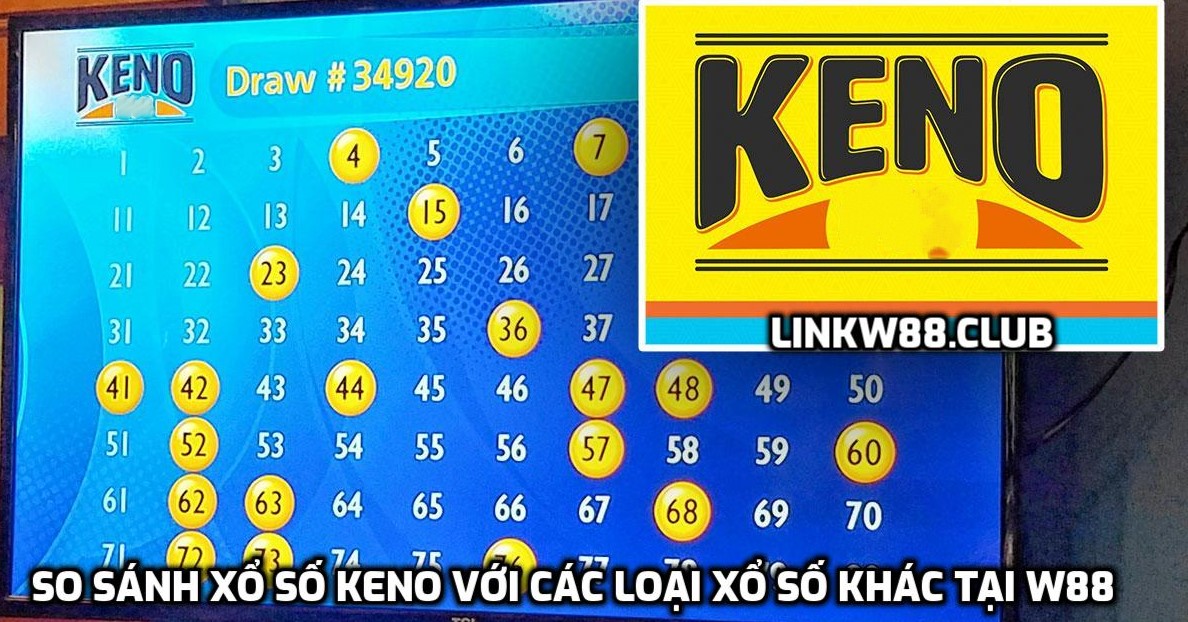 So sánh xổ số Keno với các loại xổ số khác tại W88